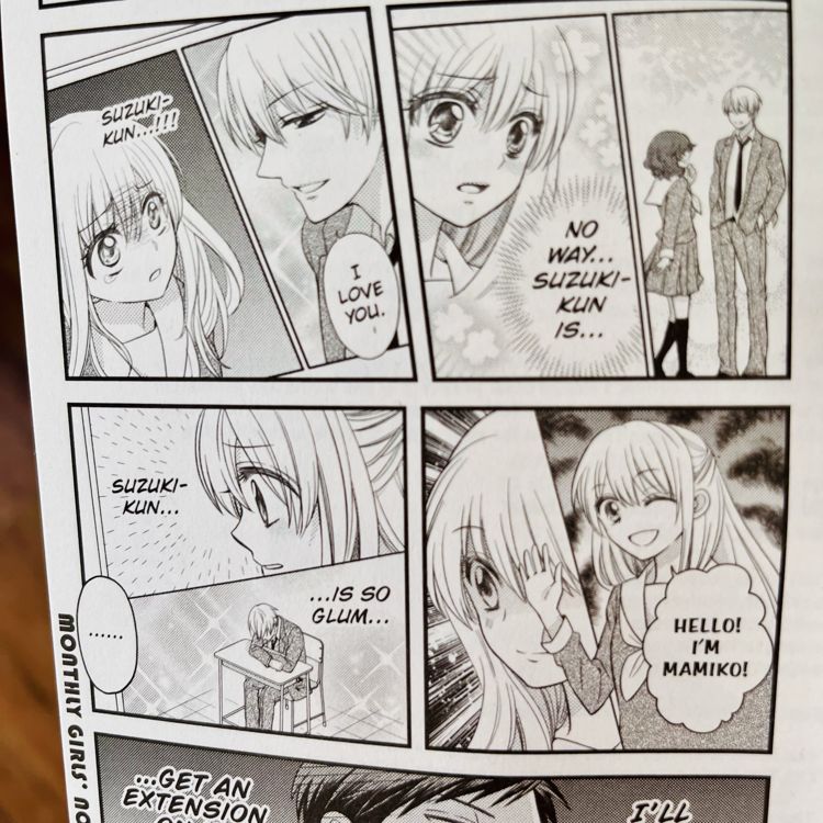panels from Nozaki comic, that show drawings from his shoujo manga, but with inappropriate screentone used for the backgrounds of characters