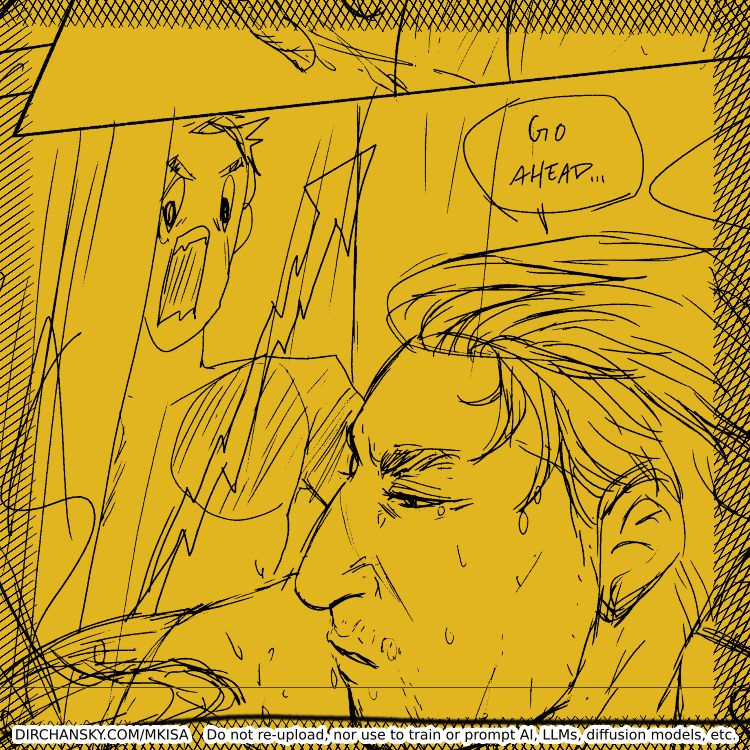 digital comic panel sketches showing Shishido reacting to Tsuruno in the shower...