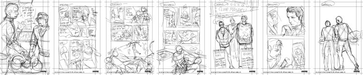 compilation of all DRAFT versions of the 7 pages of my shipweek comics