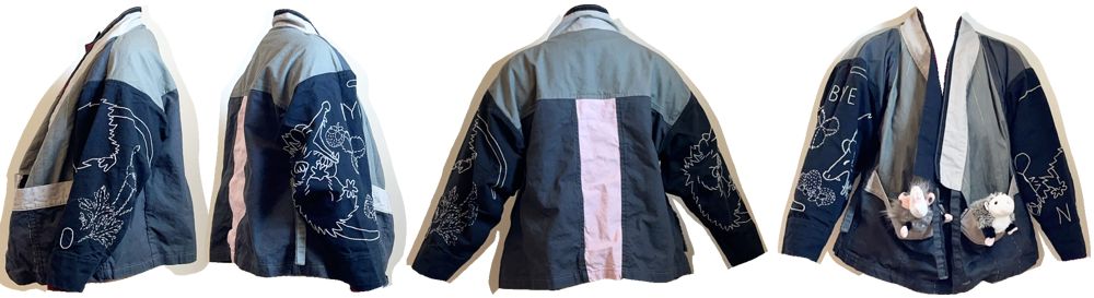collage of 4 photos showing the poss jacket worn at different angles, but the wearer is suspiciously deleted out